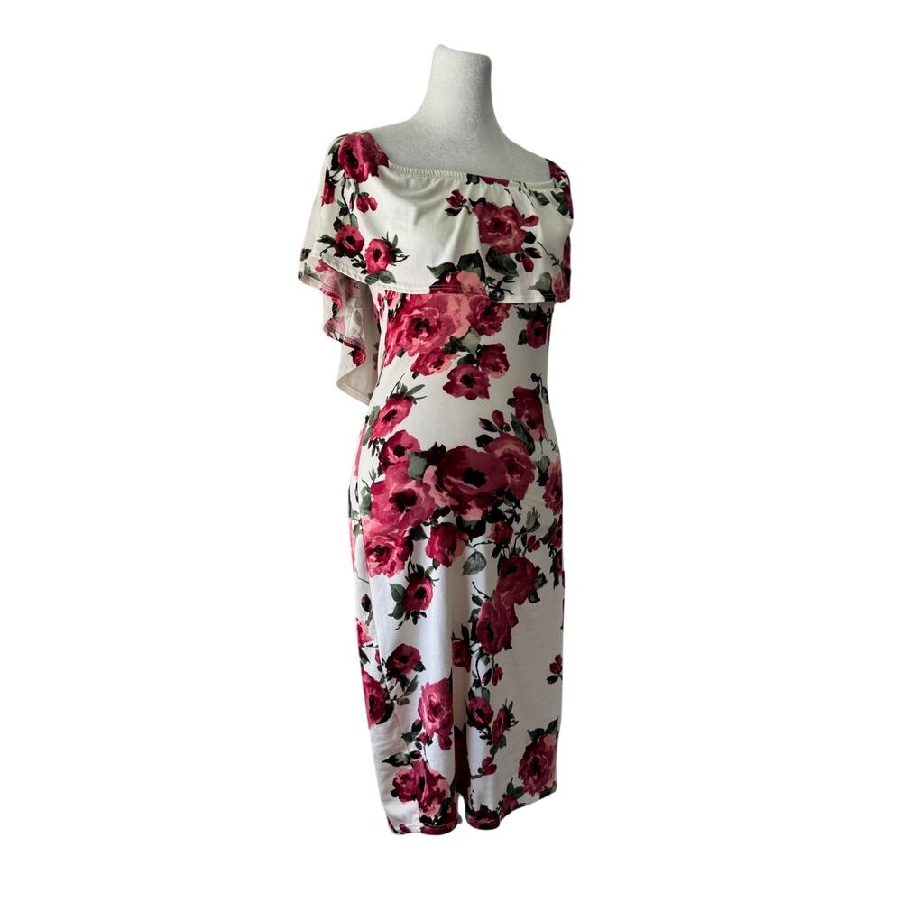 Vintage Y2K TMG White Floral Print Bodycon Mini Dress